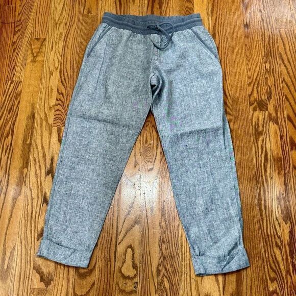 Athleta Bali Linen Ankle Cuffed Pants. Gray. Size 6. - Picture 1 of 9